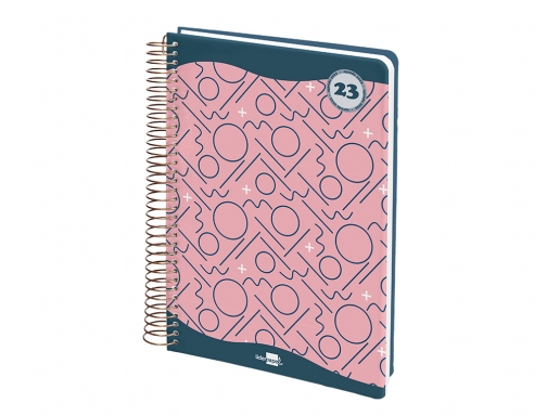 Agenda espiral Liderpapel classic A5 2023 semana vista portada polipropileno papel 70 163952 , rosa, imagen 5 mini