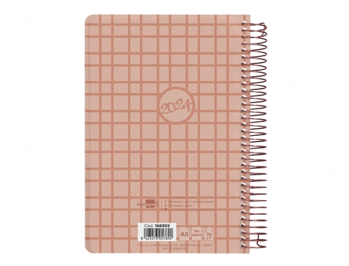 Agenda espiral Liderpapel classic A5 2024 dia pagina portada polipropileno papel 70 166955, imagen 4 mini