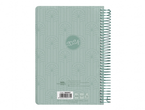 Agenda espiral Liderpapel classic A5 2024 semana vista portada polipropileno papel 70 166957, imagen 4 mini