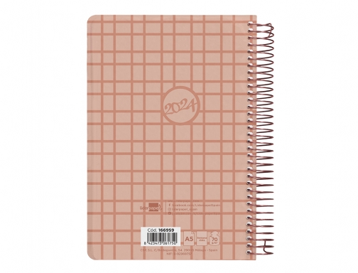 Agenda espiral Liderpapel classic A5 2024 semana vista portada polipropileno papel 70 166959, imagen 4 mini