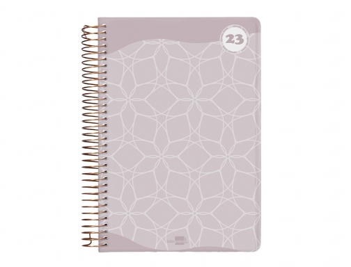 Agenda espiral Liderpapel classic A6 2023 semana vista portada polipropileno papel 70 163954 , coral, imagen 2 mini