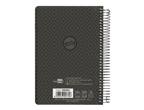 Agenda espiral Liderpapel classic A6 2024 semana vista portada polipropileno papel 70 166960, imagen 4 mini