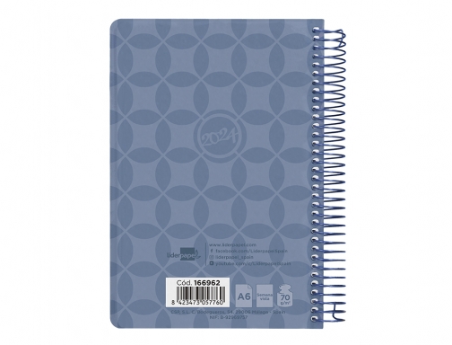 Agenda espiral Liderpapel classic A6 2024 semana vista portada polipropileno papel 70 166962, imagen 4 mini