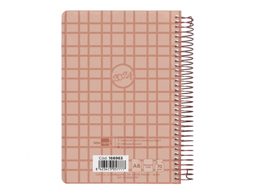 Agenda espiral Liderpapel classic A6 2024 semana vista portada polipropileno papel 70 166963, imagen 4 mini