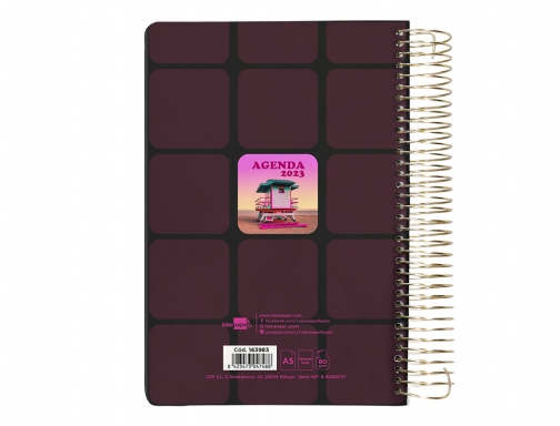 Agenda espiral Liderpapel perissa A5 2023 semana vista papel 80 gr color 163983 , fantasia, imagen 3 mini