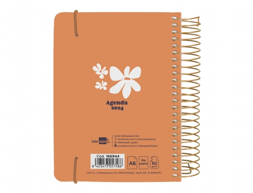 Agenda espiral Liderpapel santorini 10,5x14,8 cm 2024 dia pagina papel 60 gr 166944, imagen 4 mini