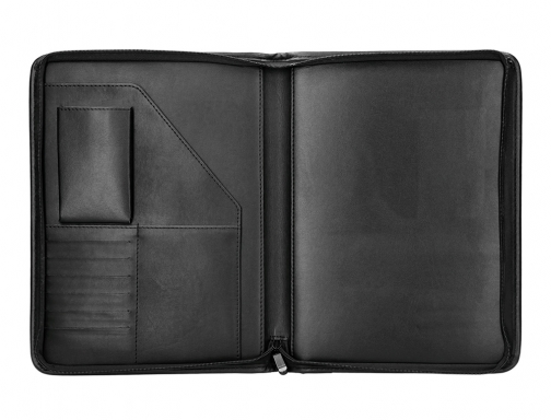 Carpeta portafolios cremallera con bolsa para movil y tarjetero color negro 260x355 Csp 163736NE, imagen 4 mini