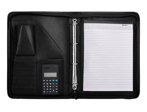 Carpeta portafolios Qconnect cremallera 4 anillas 20 mm concalculadora con bolsa para KF17201, imagen 4 mini