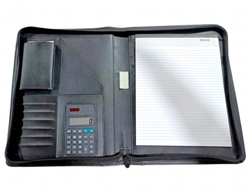 Carpeta portafolios Q-connect cremallera sin anillas con calculadora y bolsa para movil KF03770, imagen 3 mini