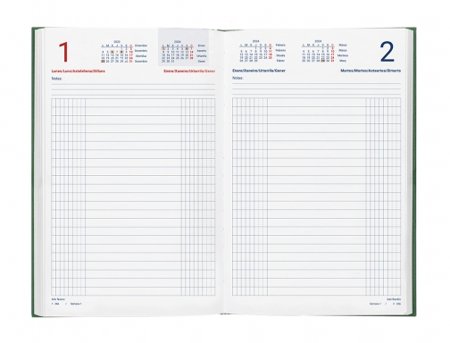 Dietario Liderpapel 12x16,5 cm 2024 octavo color verde papel 70 gr 167111, imagen 4 mini