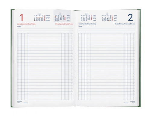 Dietario Liderpapel 15x21,5 cm 2024 cuarto color verde papel 70 gr 167114, imagen 4 mini