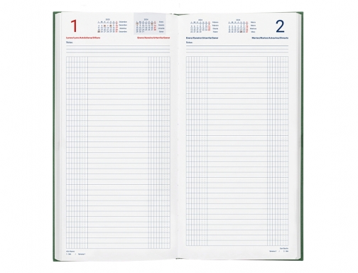 Dietario Liderpapel 15x30,5cm 2024 dos tercios color verde papel 70 gr 167117, imagen 4 mini