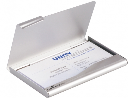 Tarjetero Durable aluminio capacidad 20 tarjetas de visitas 55x90 mm color plata 2415-23, imagen 2 mini