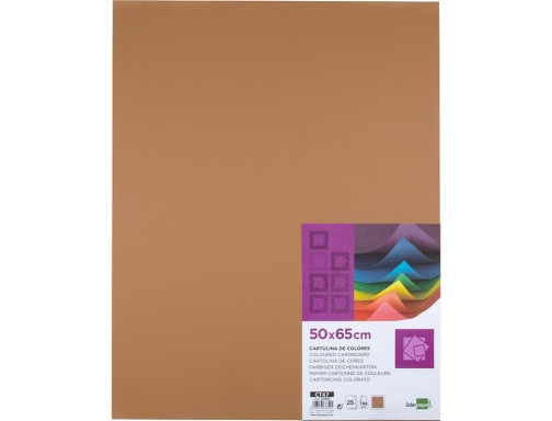 Cartulina Liderpapel 50x65 cm 180 gr marron escolar paquete de 25 hojas 67852, imagen 2 mini