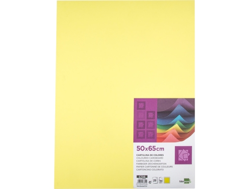 Cartulina Liderpapel 50x65 cm 180 gr amarillo medio paquete de 25 hojas 67855, imagen 2 mini