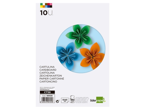 Cartulina Liderpapel 50x65 cm 180g m2 10 colores surtidos paquete de 10 166926, imagen 3 mini