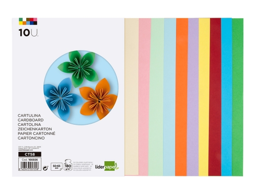 Cartulina Liderpapel 50x65 cm 180g m2 10 colores surtidos paquete de 10 166926, imagen 4 mini