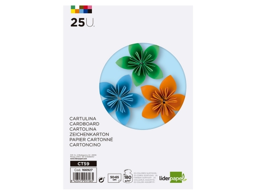 Cartulina Liderpapel 50x65 cm 180g m2 25 colores surtidos paquete de 25 166927, imagen 3 mini