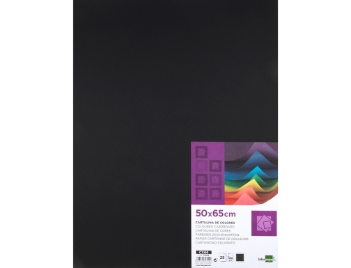 Cartulina Liderpapel 50x65 cm 240g m2 negro paquete de 25 hojas 64574, imagen 2 mini