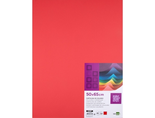 Cartulina Liderpapel 50x65 cm 240g m2 rojo paquete de 25 hojas 64579, imagen 2 mini