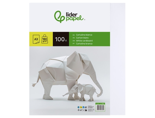 Cartulina Liderpapel A3 180g m2 blanco paquete de 100 hojas 29702, imagen 2 mini