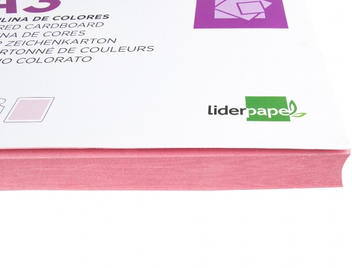 Cartulina Liderpapel A3 180g m2 rosa paquete de 100 hojas 29707, imagen 5 mini