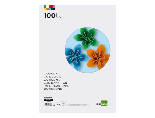 Cartulina Liderpapel A3 180g m2 10 colores surtidos paquete 100 hojas 67882, imagen 2 mini