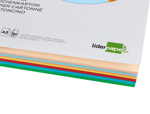 Cartulina Liderpapel A3 180g m2 10 colores surtidos paquete 100 hojas 67882, imagen 4 mini