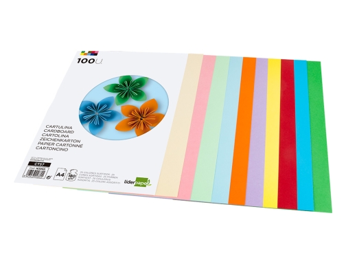 Cartulina Liderpapel A4 180g m2 25 colores surtidos paquete de 100 hojas 163900, imagen 4 mini