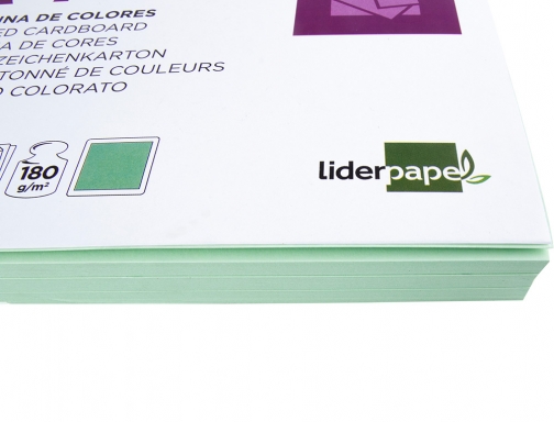 Cartulina Liderpapel A4 180g m2 verde paquete de 100 hojas 24574, imagen 5 mini