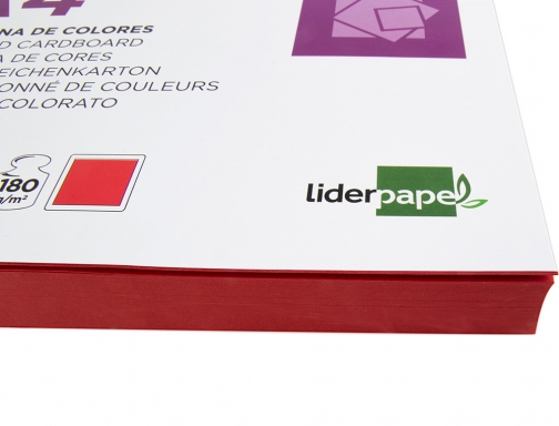 Cartulina Liderpapel A4 180g m2 rojo paquete de 100 hojas 24575, imagen 5 mini
