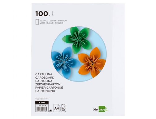 Cartulina Liderpapel A4 180g m2 blanco paquete de 100 24578, imagen 3 mini