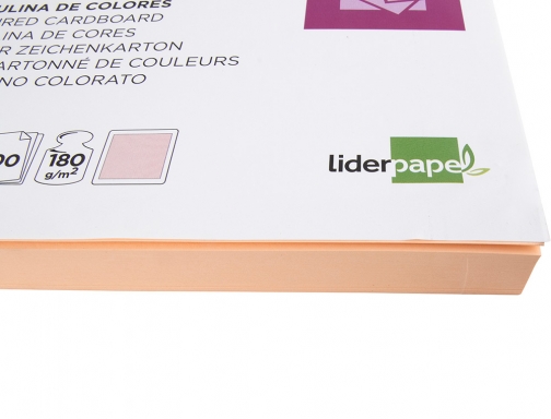 Cartulina Liderpapel A4 180g m2 salmon paquete de 100 hojas 24579, imagen 5 mini