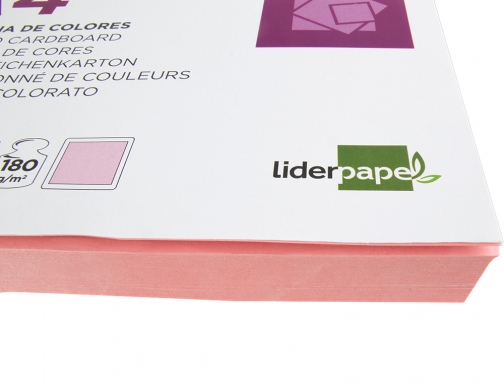 Cartulina Liderpapel A4 180g m2 rosa paquete de 100 hojas 24580, imagen 5 mini