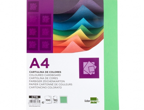 Cartulina Liderpapel A4 180g m2 verde billar paquete de 100 hojas 26534, imagen 3 mini