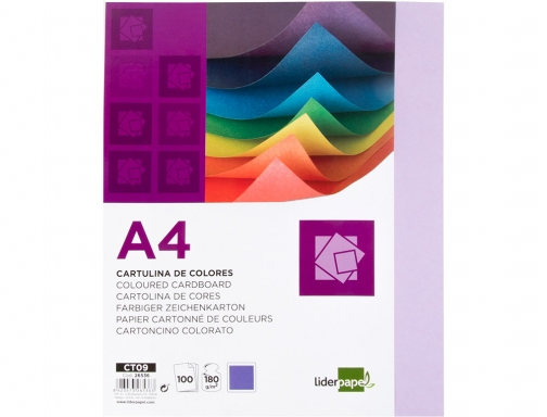 Cartulina Liderpapel A4 180g m2 lila paquete de 100 hojas 26536, imagen 3 mini