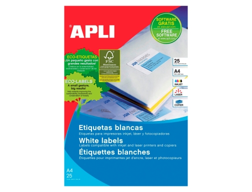 Etiqueta adhesiva Apli 1215 tamao 210x297 mm para fotocopiadora laser ink-jet caja, imagen 2 mini