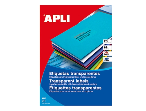 Etiqueta adhesiva Apli 1224 transparentes tamao 70x37 mm para fotocopiadora laser caja, imagen 2 mini