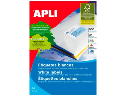 Etiqueta adhesiva Apli 1263 tamao 64,6x33,8 mm fotocopiadora laser ink-jet caja con, imagen 2 mini