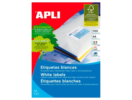 Etiqueta adhesiva Apli 1273 tamao 70x37 mm fotocopiadora laser ink-jet caja con, imagen 2 mini