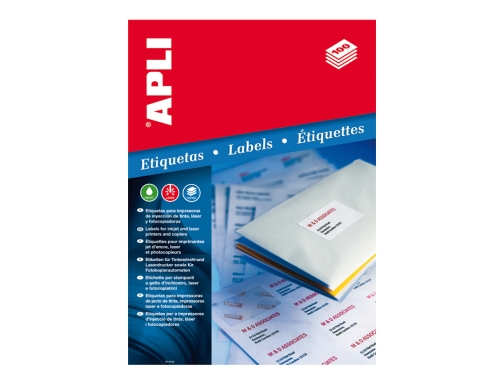 Etiqueta adhesiva Apli 1278 tamao 105x57 mm para fotocopiadora laser ink-jet caja 01278, imagen 2 mini