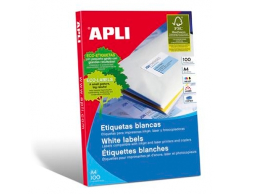 Etiqueta adhesiva Apli 1281 tamao 210x297 mm fotocopiadora laser ink-jet caja con, imagen 3 mini