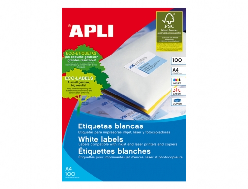 Etiqueta adhesiva Apli 1299 tamao 105x29 mm para fotocopiadora laser ink-jet caja 01299, imagen 2 mini