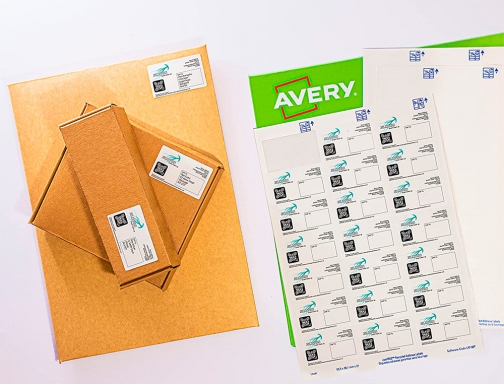 Etiqueta adhesiva Avery blanca permanente reciclada 100% laser 63,5x38,1 mm caja de LR7160-15, imagen 4 mini
