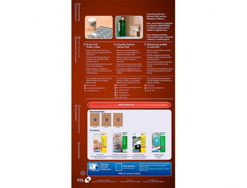 Etiqueta adhesiva Avery kraft efecto carton ovalada 63,5x42,3 mm removible laser ink-jet L7103-20, imagen 3 mini