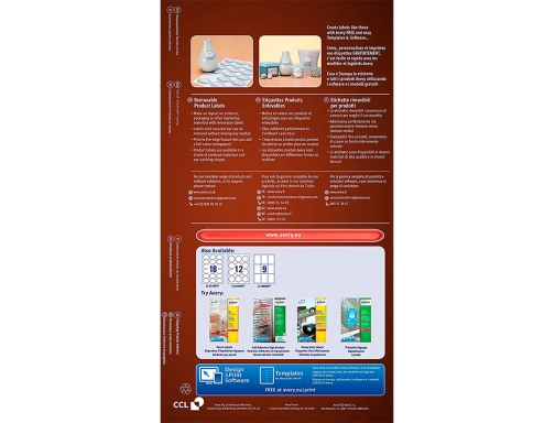 Etiqueta adhesiva Avery removible para impresora laser inyeccion tinta fotocopiadora blanca 62x89 L7108REV-20, imagen 3 mini