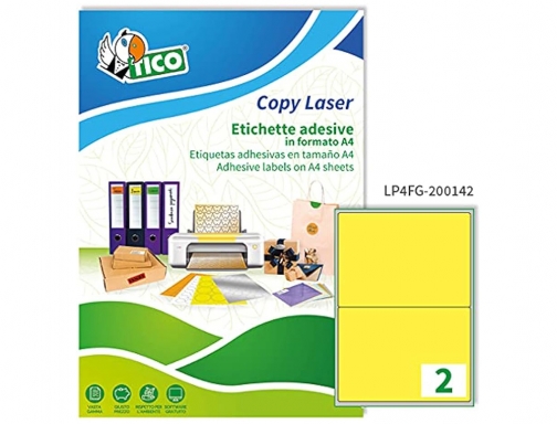 Etiqueta adhesiva tico amarill o fluorescentes permanente fsclaser inkjet fotocopia 200x142mm caja Avery LP4FG-200142, imagen 3 mini