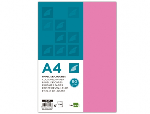 Papel color Liderpapel A4 80gr rosa paquete de 100 hojas 28246, imagen 2 mini