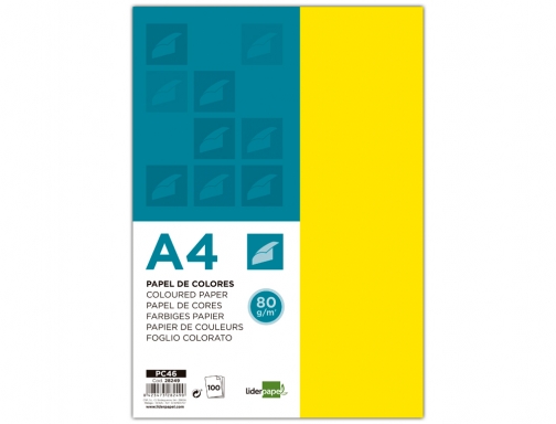 Papel color Liderpapel A4 80gr limon paquete de 100 hojas 28249 , amarillo, imagen 2 mini