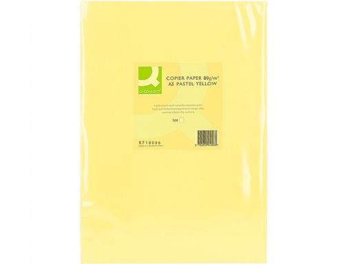 Papel color Q-connect Din A3 80gr amarillo paquete de 500 hojas KF18006, imagen 2 mini